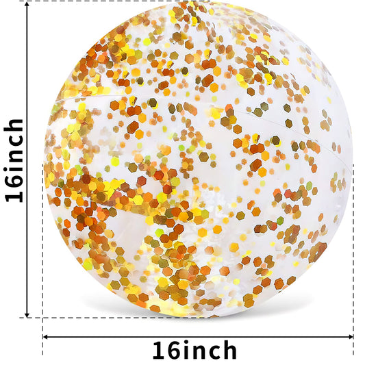 AMOR PRESENT Beach Ball transparent surface shows glitter for fun gatherings