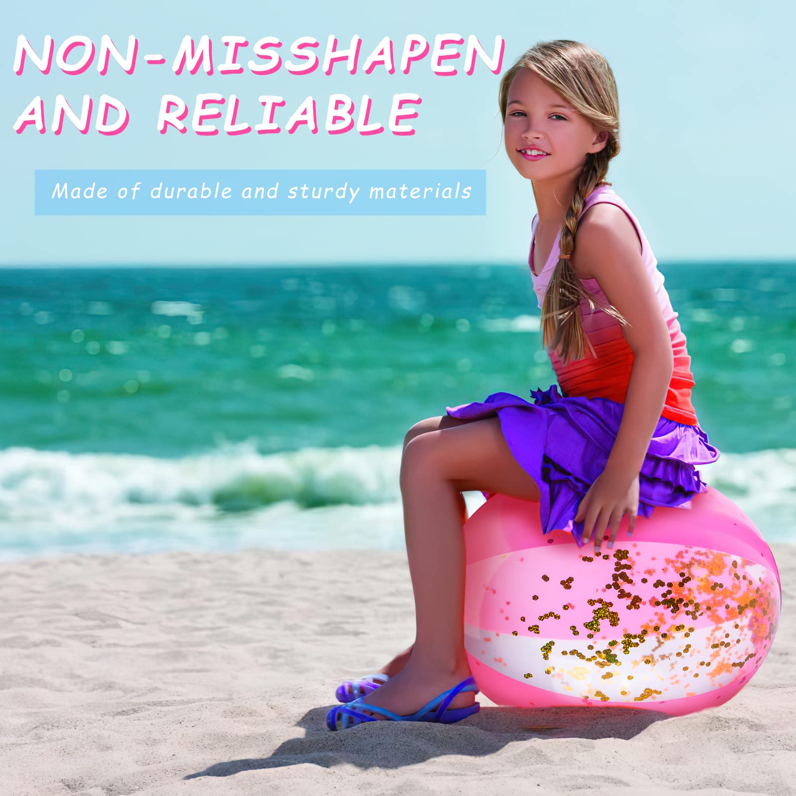 AMOR PRESENT UV-protected 16-inch ball resists fading after sun exposure.