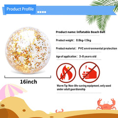 AMOR PRESENT gold glitter beach ball with pump-friendly valve for quick setup