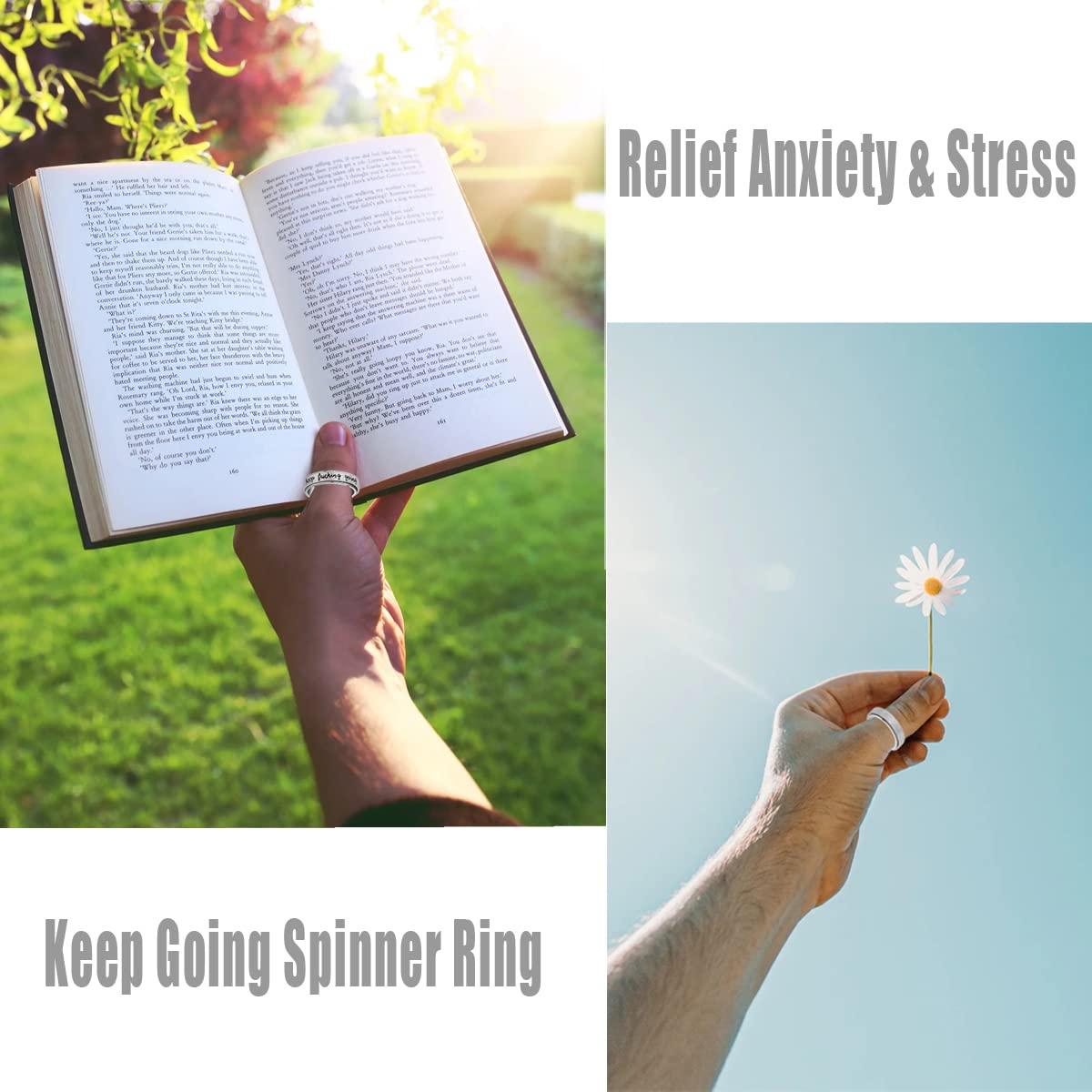 AmorArtSky Anxiety Ring size range 6-10 fits many wearers.