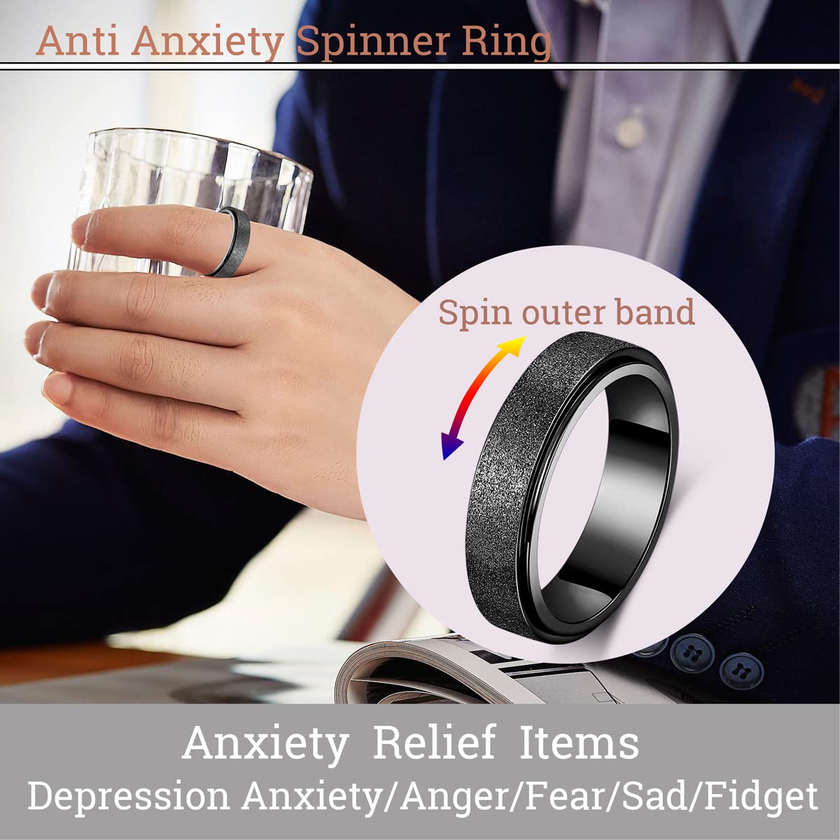 Low-noise AmorArtSky spinner ring suitable for quiet use at work