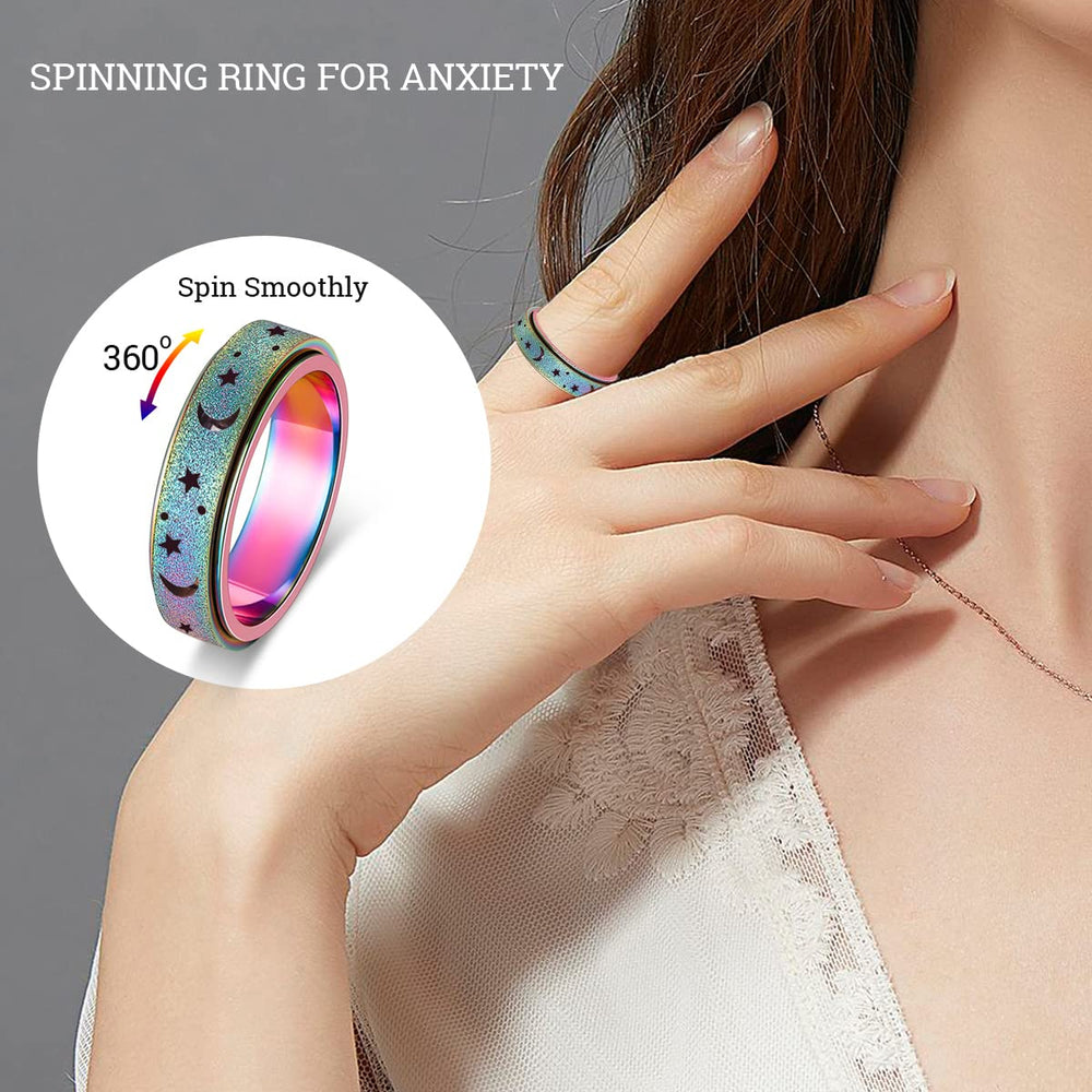 AmorArtSky moon-star design spinner ring adds subtle style