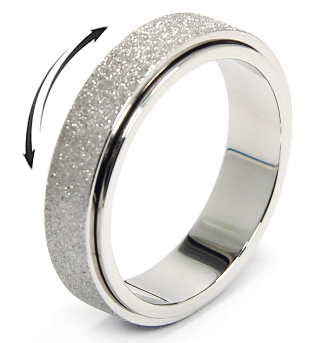 AmorArtSky spinner ring in silver shows smooth outer rotation for stress relief on the go.