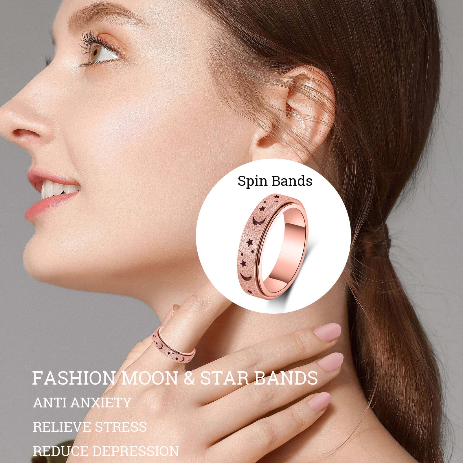 AmorArtSky spinner ring silver finish aids focus during work or study.