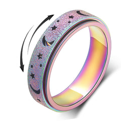 AmorArtSky spinner ring in titanium stainless steel for smooth rotation.