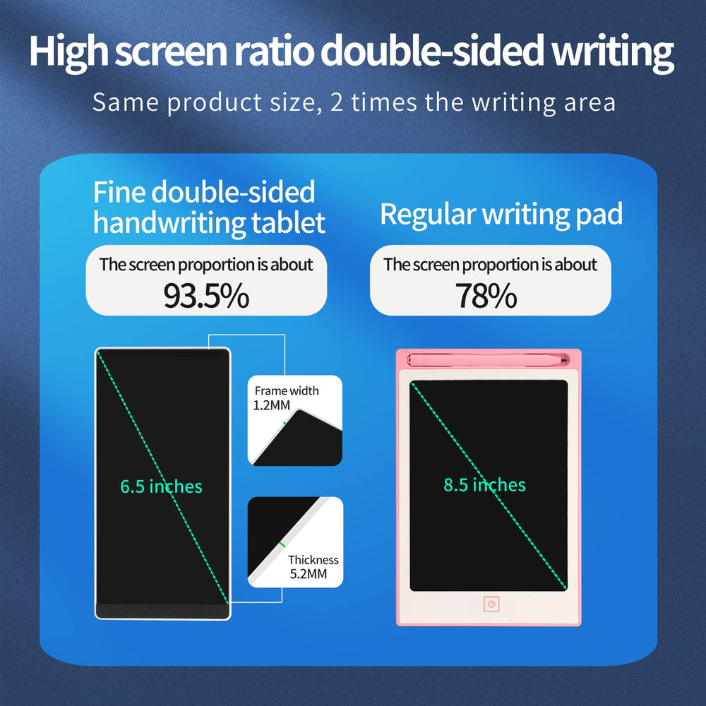 Amoretti Sonnet Mini LCD Writing Tablet double-display usage enables separate work and personal notes.