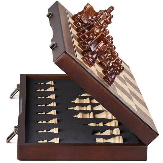 AMEROUS 15-inch folding chess board, portable for travel and outdoor play.