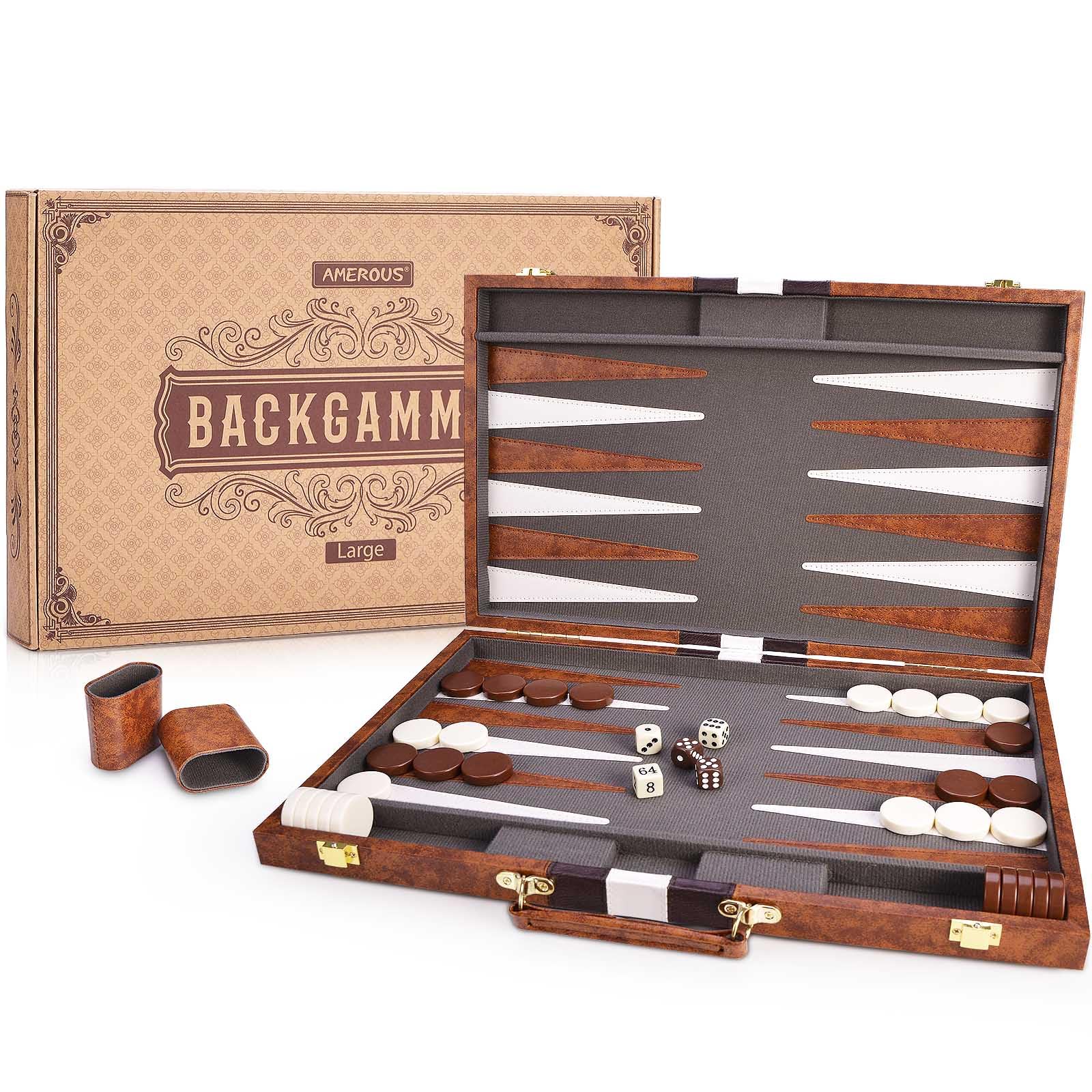 AMEROUS backgammon board in leather case ready for travel