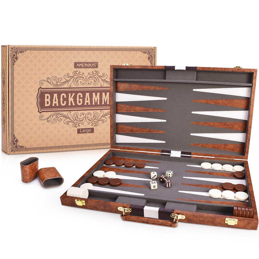 AMEROUS backgammon board in leather case ready for travel