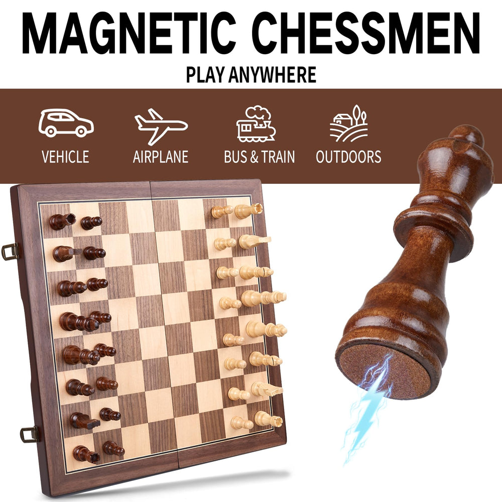AMEROUS board with individual slots keeps pieces organized during transport.