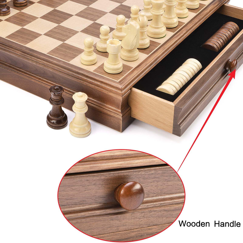 Brass-button drawer adds classic style and secure piece storage