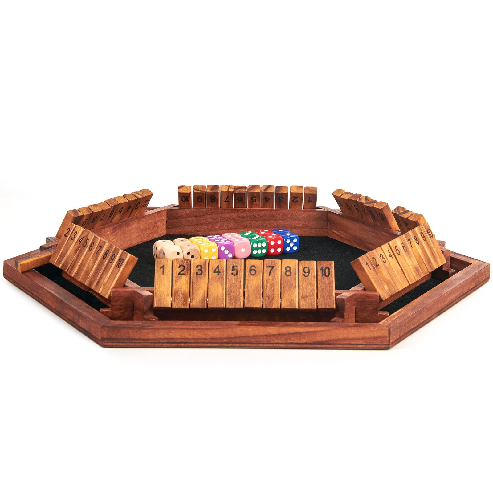 AMEROUS Shut The Box instruction manual image showing simple setup and rules
