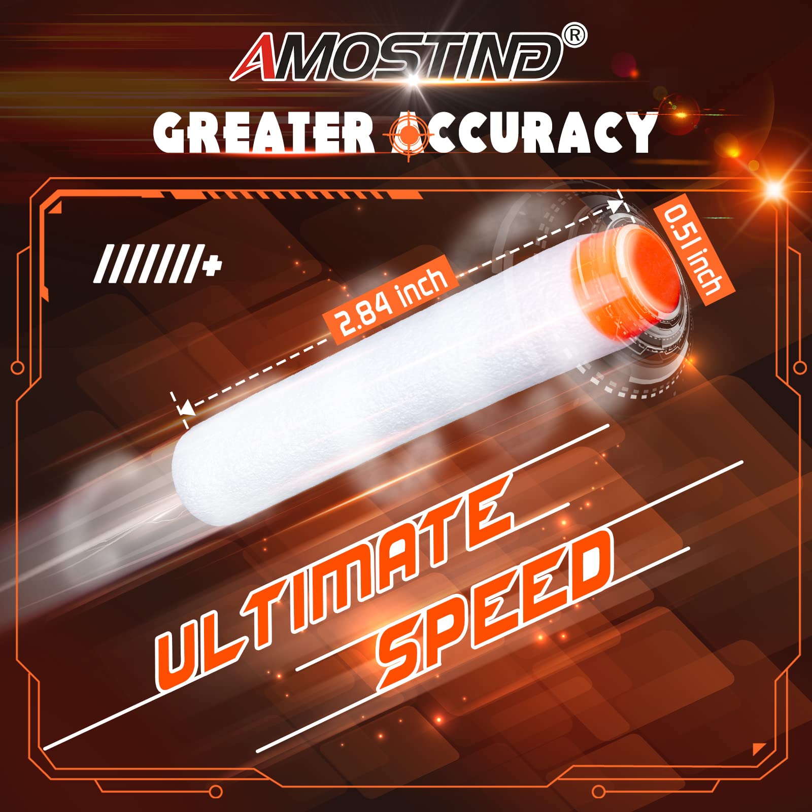 AMOSTING Nerf darts crafted from durable plastic and EVA foam for long-lasting play.