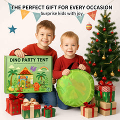 Amplov dinosaur tent with mesh windows for airflow during pretend play.