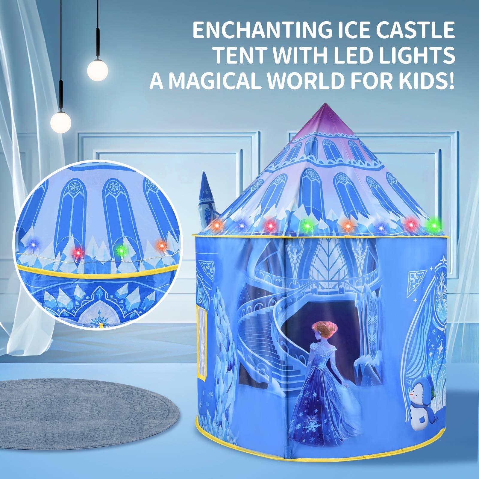 Amplov Princess Pop Up Play Tent spacious interior for group play