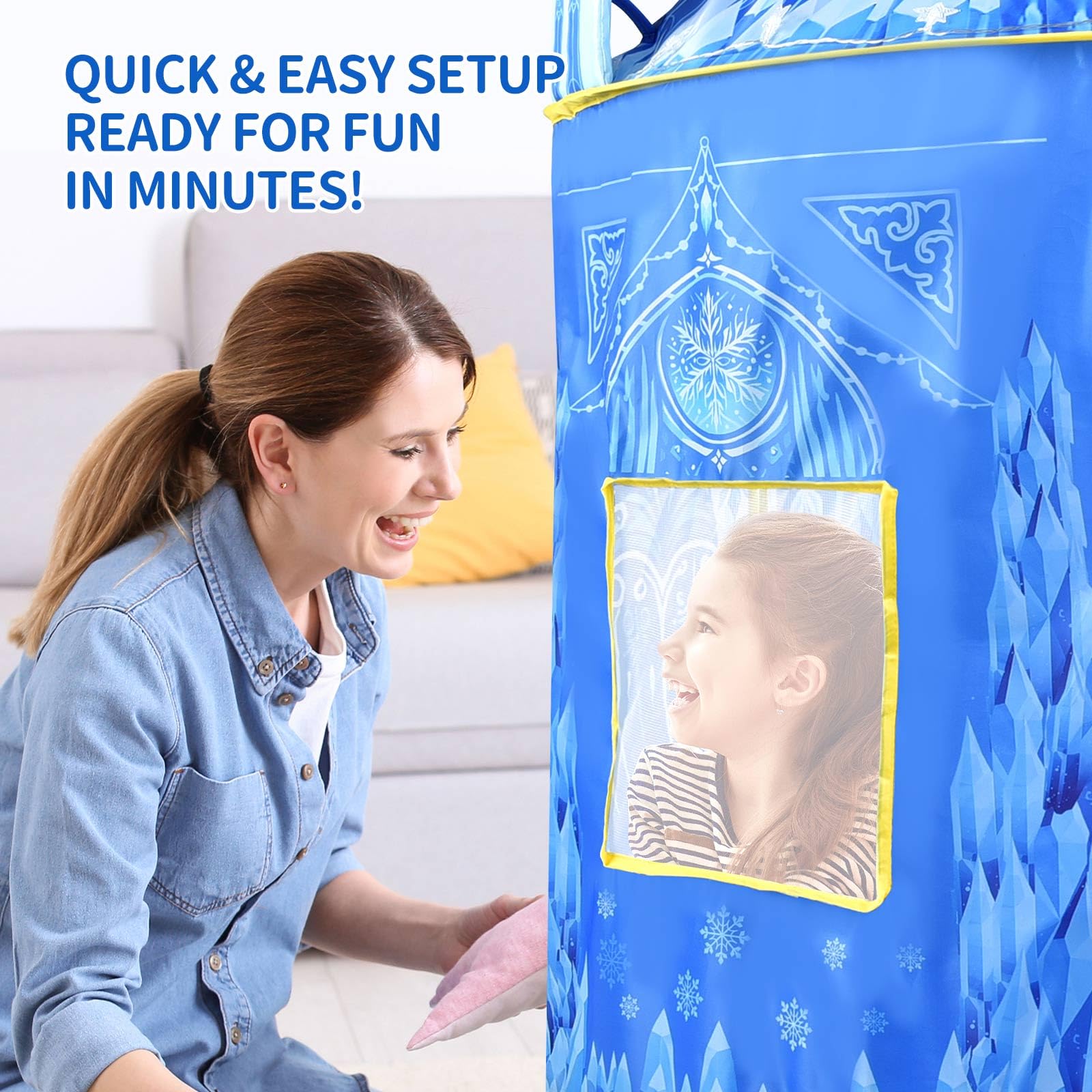 Amplov Princess Pop Up Play Tent quick setup with carrying bag
