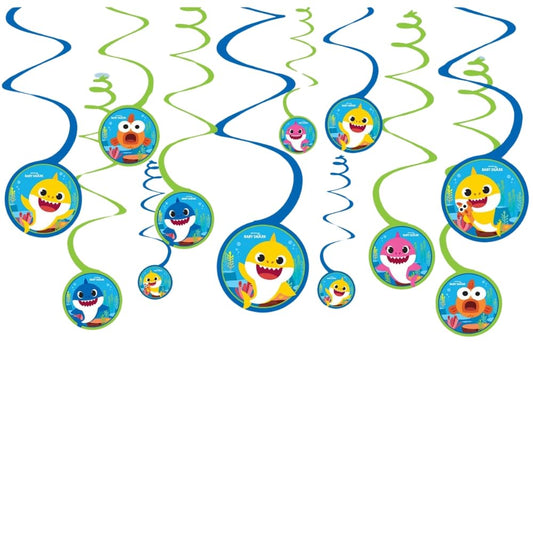 Amscan Baby Shark spiral decoration 5-inch with cutouts for playful sea-themed ambiance