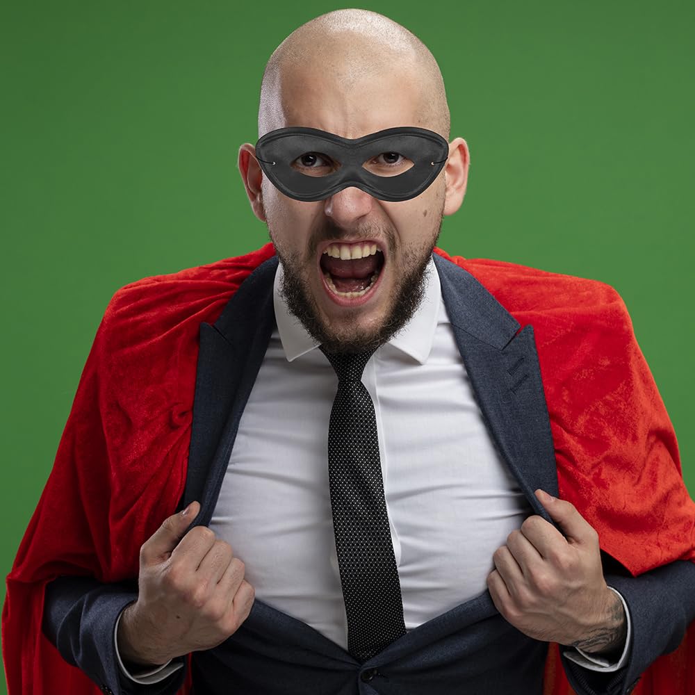 Amscan black super-hero fabric eye-mask lightweight for all-night events