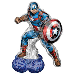 Amscan Captain America Airloonz balloon provides a tall 58-inch superhero centerpiece for parties.