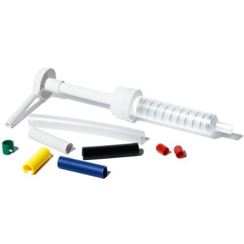 Amscan Hi Float Pump attached to a 96oz bottle for mess-free pouring.