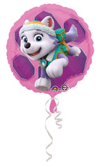 Amscan Paw Patrol Skye and Everest 18in foil balloon, side-a panel adds playful party vibes.