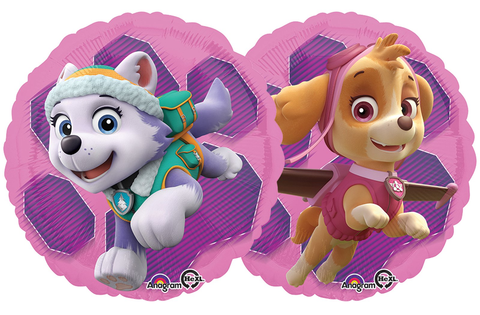 Amscan Paw Patrol Skye and Everest 18in foil balloon, side-b image enhances balloon bouquet ideas.