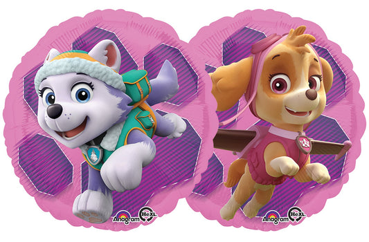 Amscan Paw Patrol Skye and Everest 18in foil balloon, side-b image enhances balloon bouquet ideas.