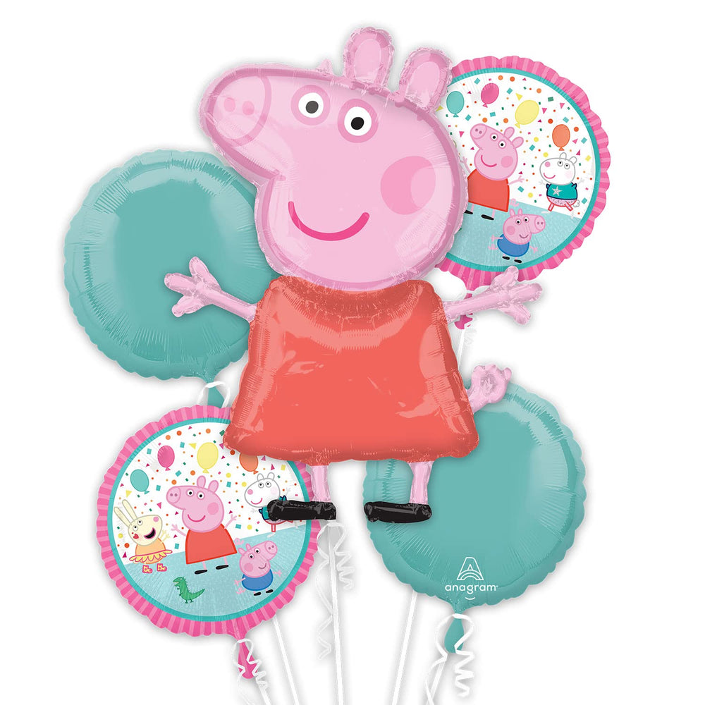 Amscan Peppa Pig foil balloons ready for a colorful party bouquet.