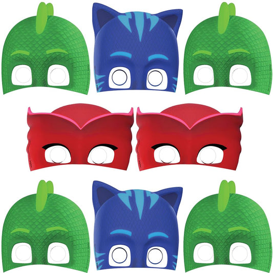 Amscan PJ Masks front view masks in assorted colors for imaginative costume play