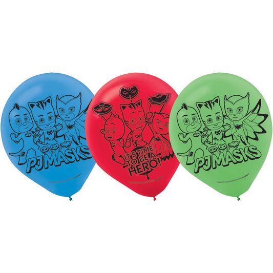 Amscan PJ Masks latex balloons for themed parties and vibrant decor.