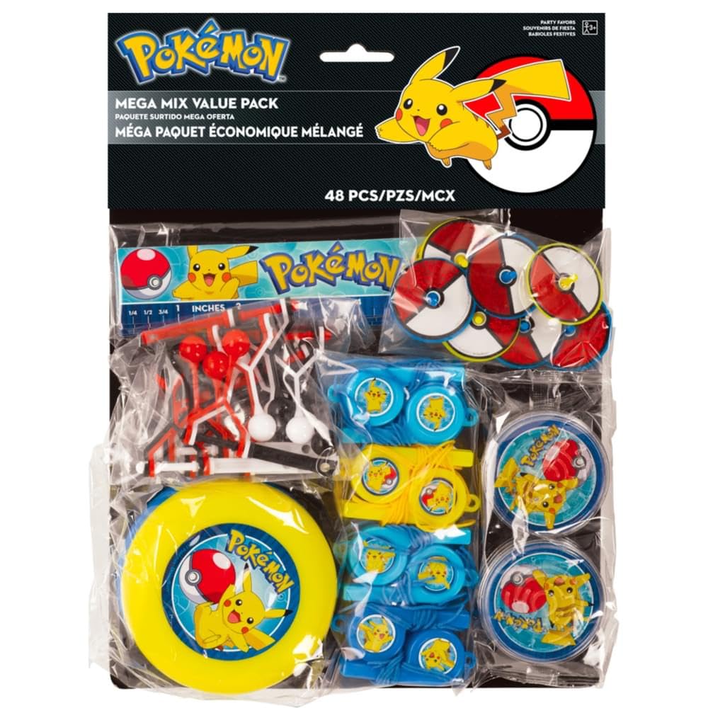 Amscan Pokemon party favors set with mini clackers for lively activities.
