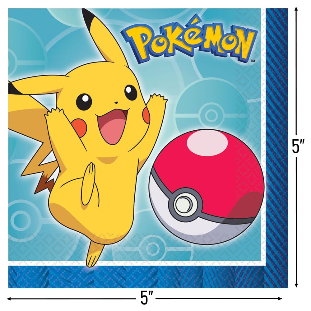 Amscan Pokemon napkins pack of 16 for kid-friendly celebrations and hassle-free serving.