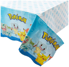Amscan Pokémon plastic table cover 54x96 protecting surfaces with vibrant graphics.