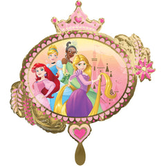 Amscan Princess Once Upon A Time Mylar balloon inflates with helium for floating centerpiece.