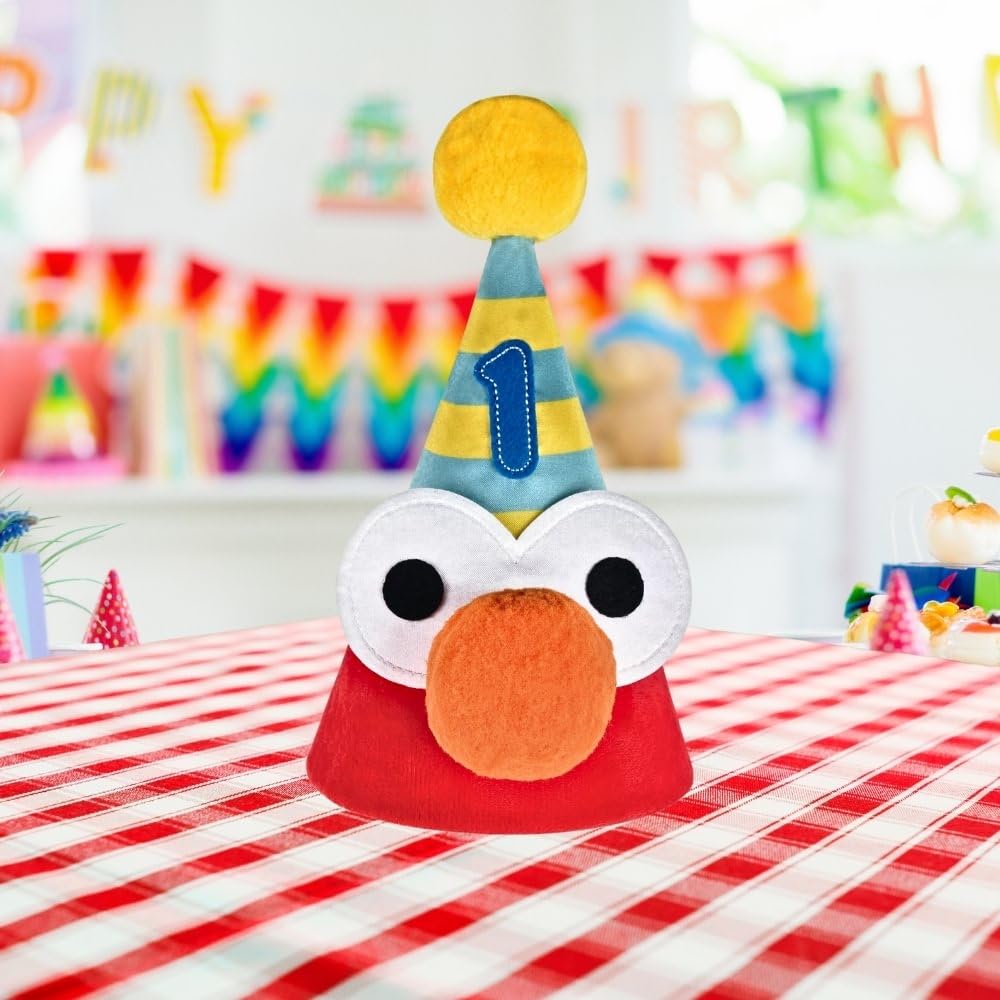 Amscan Sesame Street Deluxe Cone Hat packaging view, easy to assemble
