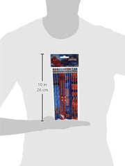 Amscan Spider-Man pencils with blue design, great for themed classrooms and party activities