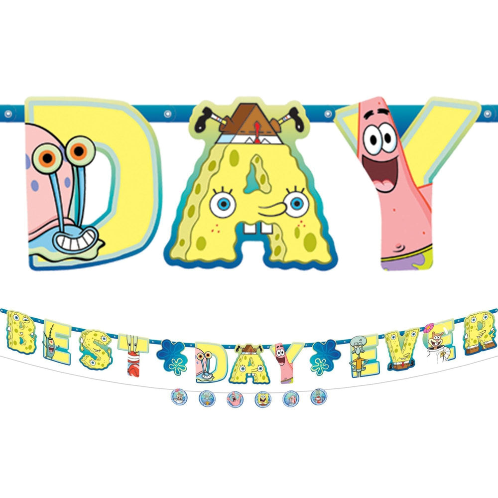 Amscan SpongeBob Best Day Ever banner kit adds vibrant party decor for celebrations