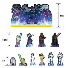 Amscan Star Wars Galaxy of Adventures centerpiece showcases versatile 5-14 inch heights for epic table decor.