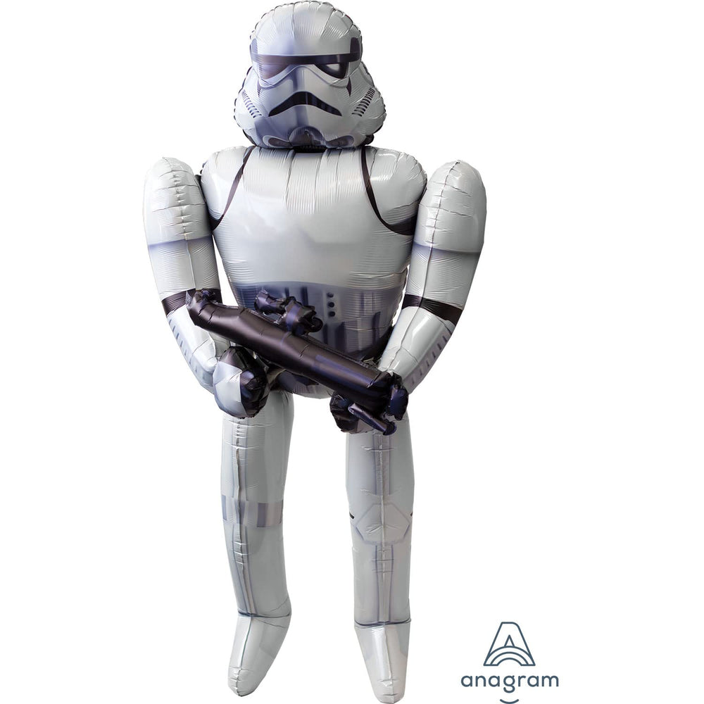 Amscan Stormtrooper Airwalker Balloon 70 close foil detail showcases durability.
