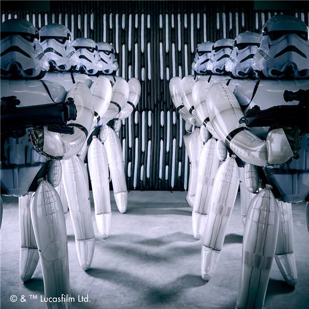 Amscan Stormtrooper Airwalker Balloon 70 flat-packaging shown.