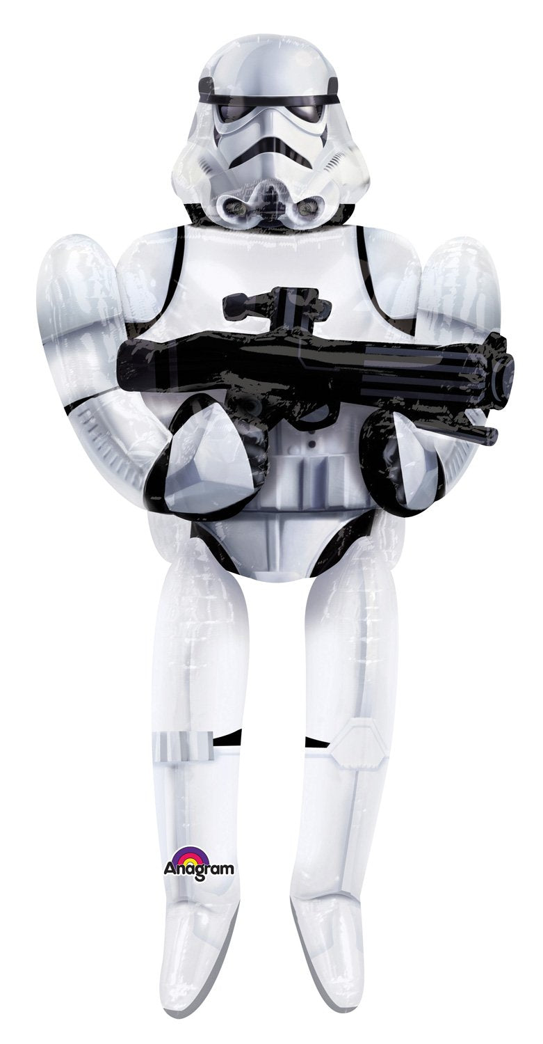 Amscan Stormtrooper Airwalker Balloon 70 full view ready to float and walk.