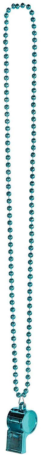 Amscan turquoise whistle on chain necklace for party signaling and fun events.