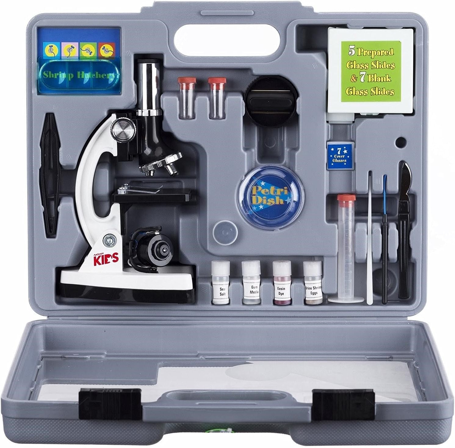AmScope M30-ABS-KT2-W microscope front view with LED light for classroom exploration