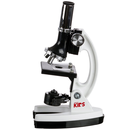 AmScope M30-ABS-KT2-W-WM stage and clips provide secure slide handling.