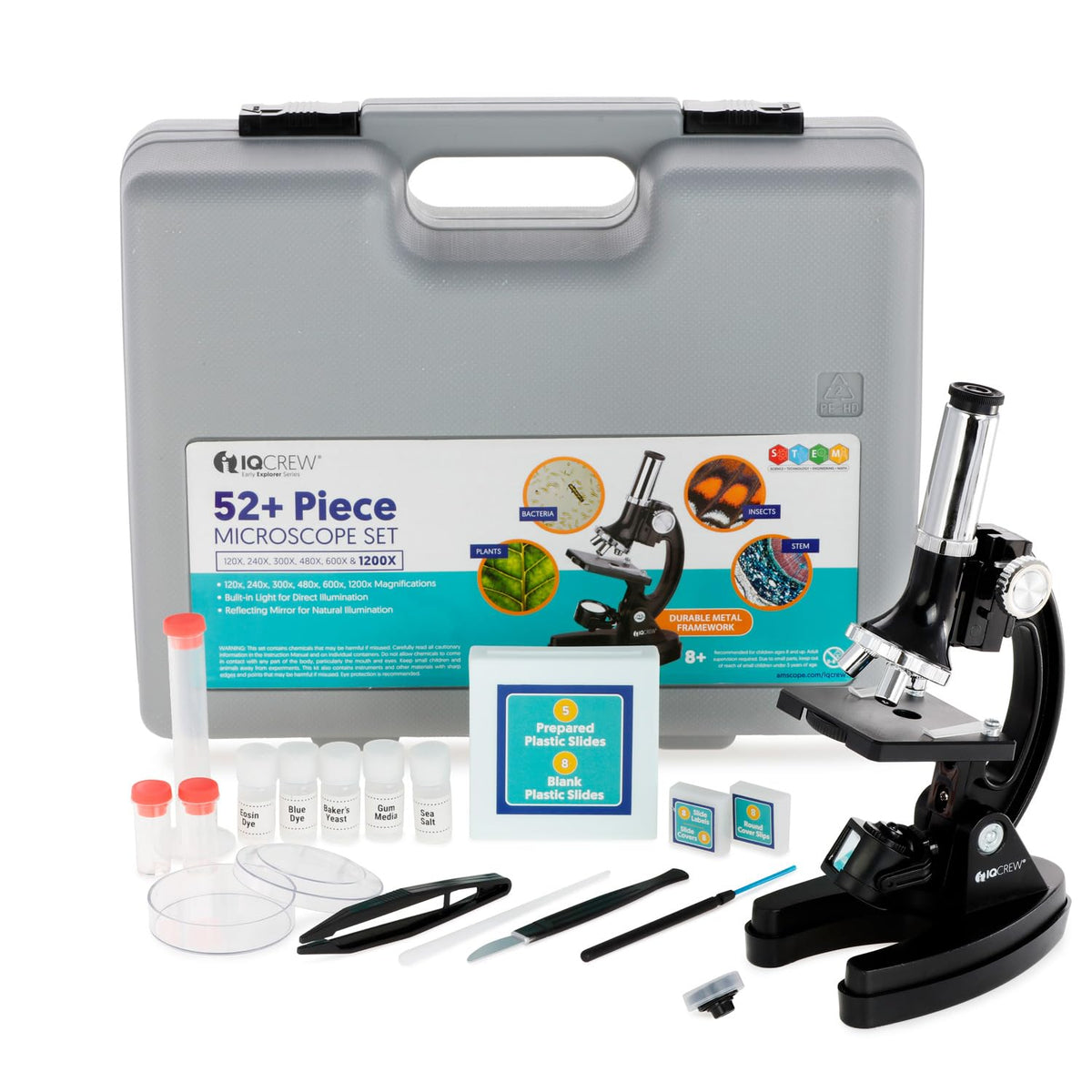 AmScope M30 Series kit front view showing compact, kid-friendly educational design