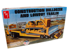 AMT Lowboy trailer and bulldozer kit assembly showing intricate details for display and collecting