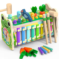 Amtreen Mole-Tapping close-up showing wooden hammer in action for hand-eye coordination.
