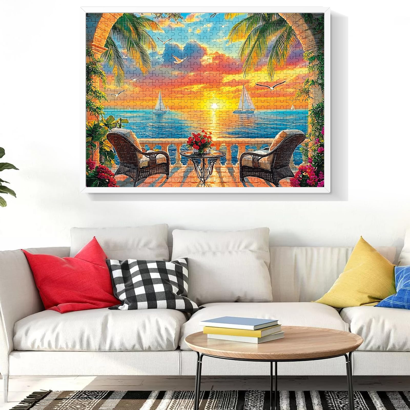 Amusding completed puzzle art display ready to hang as wall decor