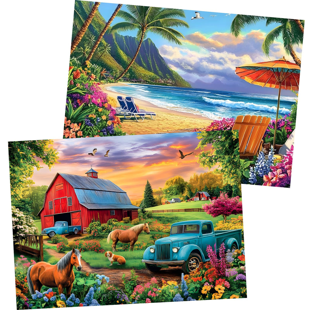 Amusding Farm Life 500-piece puzzle: vivid rural scene for focused solo play.