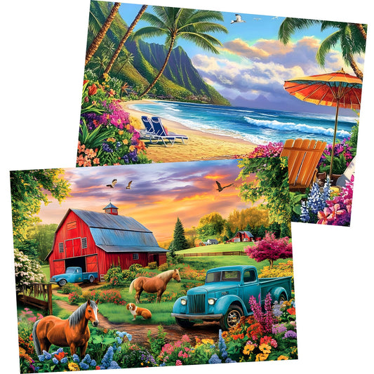 Amusding Farm Life 500-piece puzzle: vivid rural scene for focused solo play.